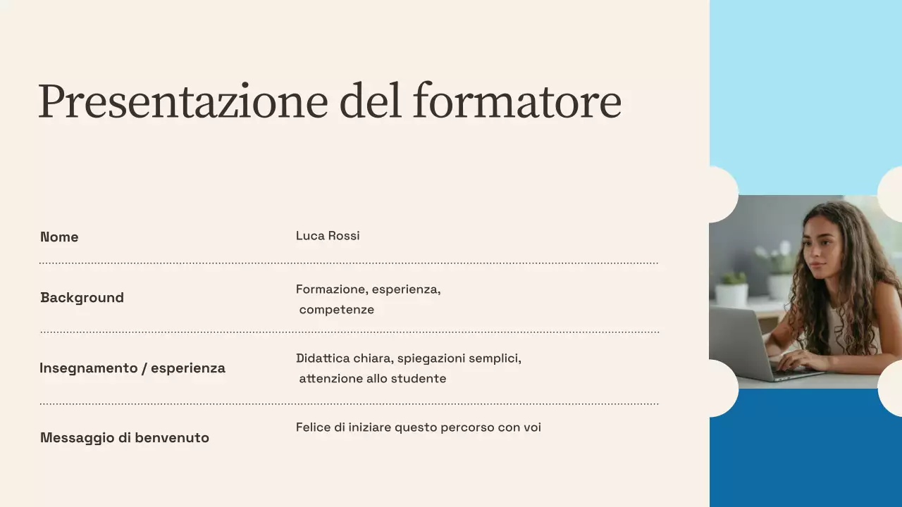 Presentazione della formazione sull'intelligenza artificiale moderna Beige