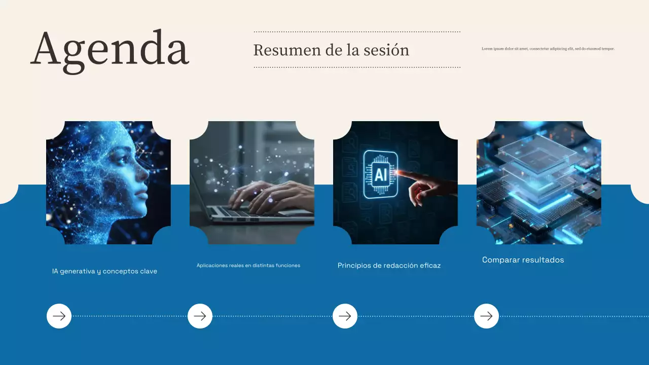 Presentación de capacitación en IA moderna en beige