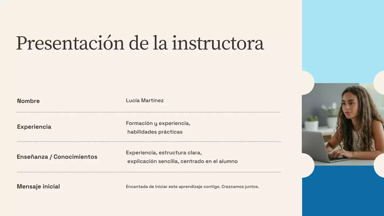 Presentación de capacitación en IA moderna en beige