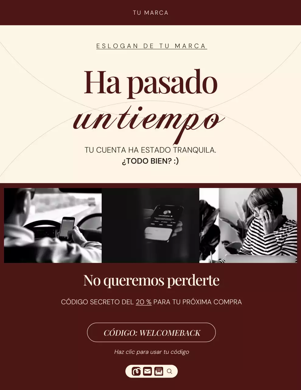 Carta recordatoria de campaña de marca de moda minimalista elegante en rojo y crema