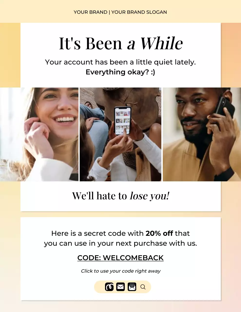 Yellow and White Minimal Modern Brand Reminder Campaign Letter