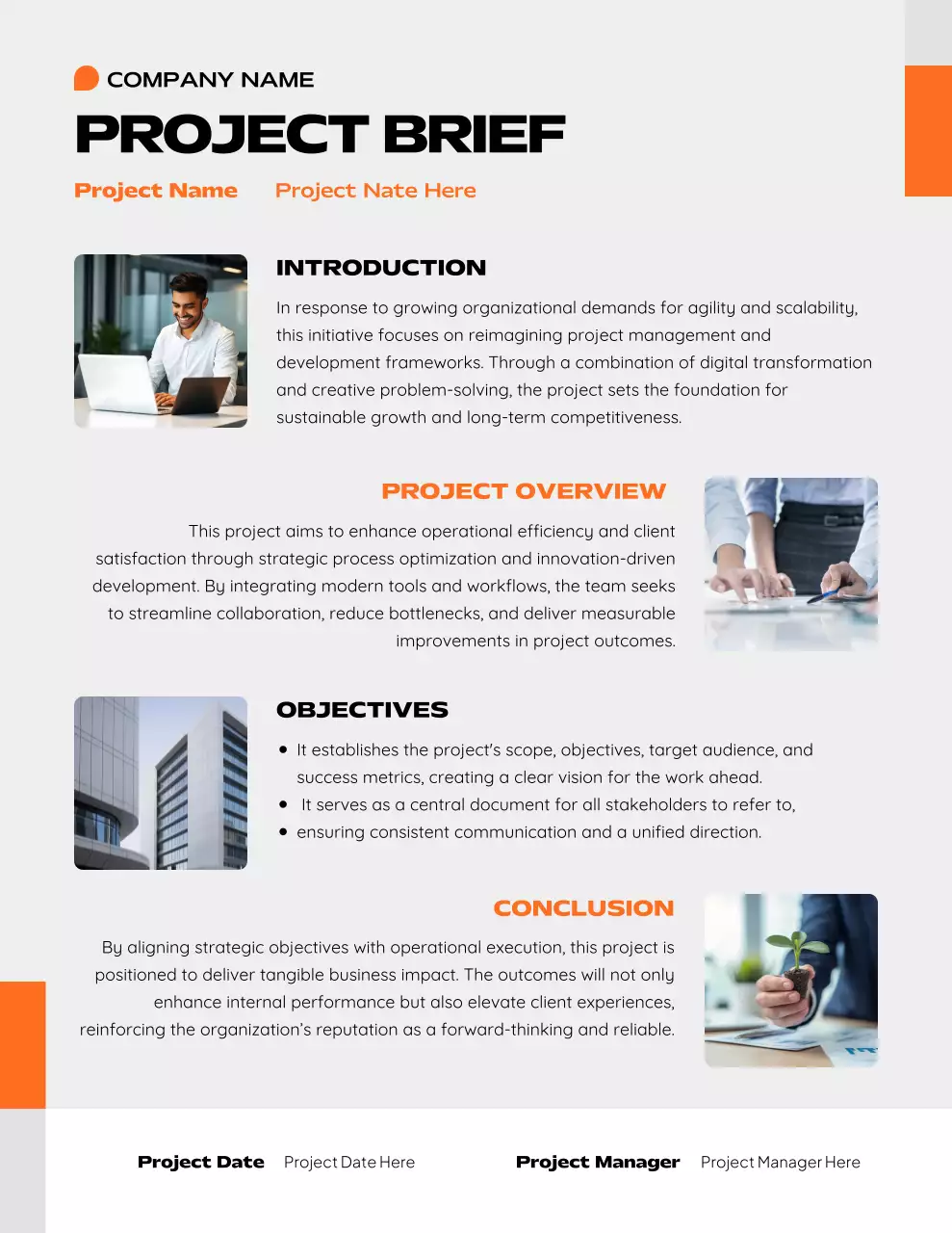 Orange Grey Modern Project Report Poster