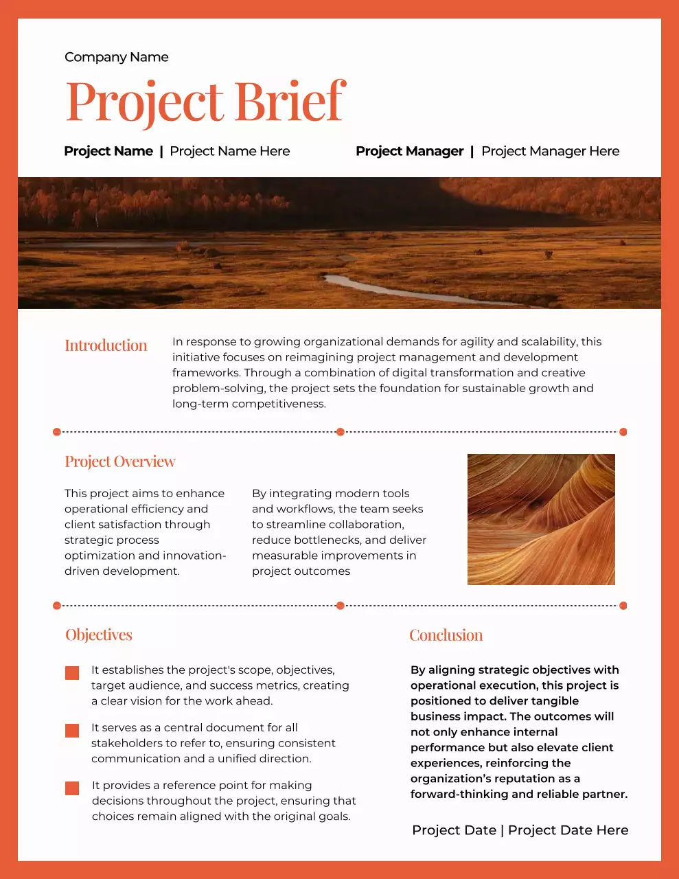 White and Orange Modern Minimal Project Brief Letter