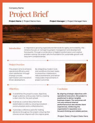 White and Orange Modern Minimal Project Brief Letter