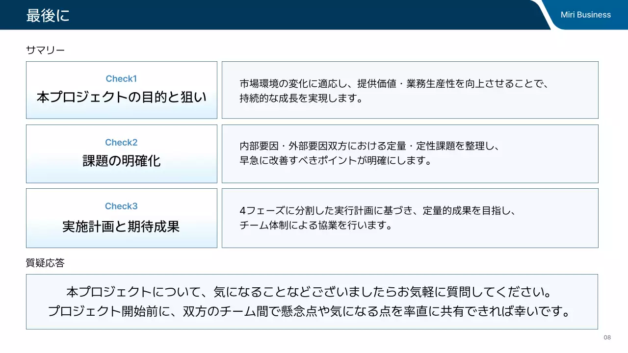 青 シンプル ビジネス プレゼンテーション