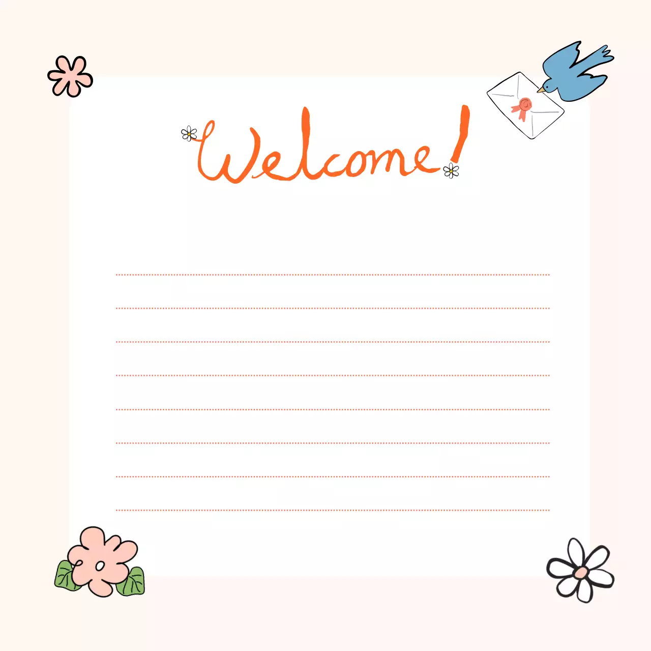 파스텔 아기자기한 봄 환영 메모 디자인