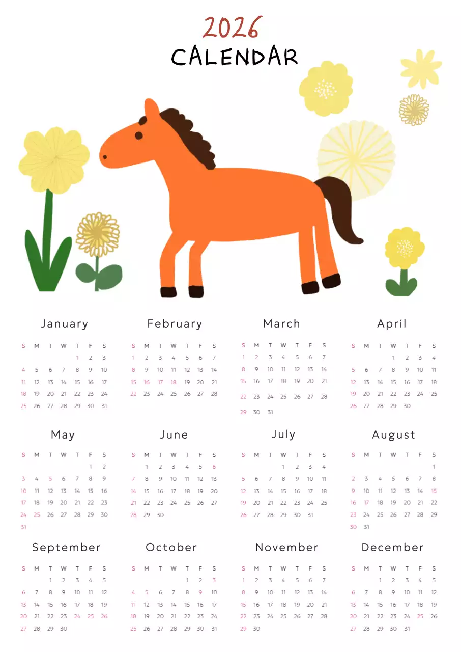 주황 아기자기한 달력 캘린더