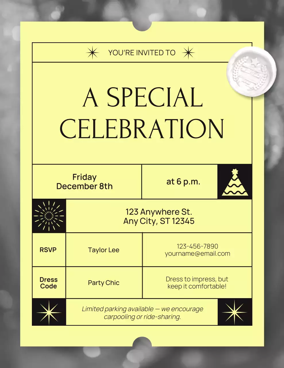 Yellow and Black Modern Celebration Invitation