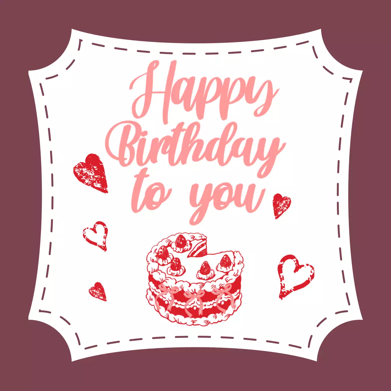 빨강 아기자기한 생일 축하