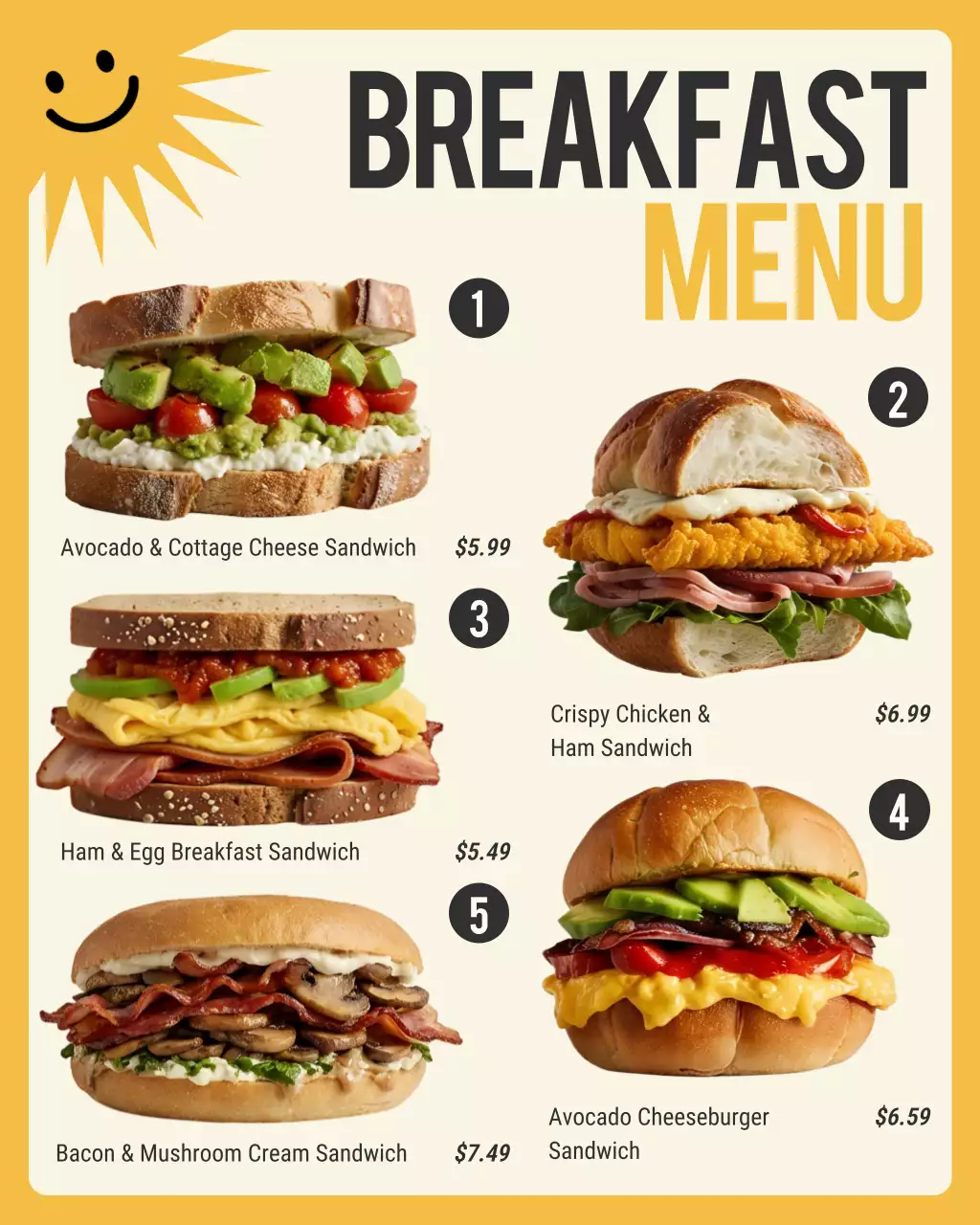 yellow modern breakfast menu