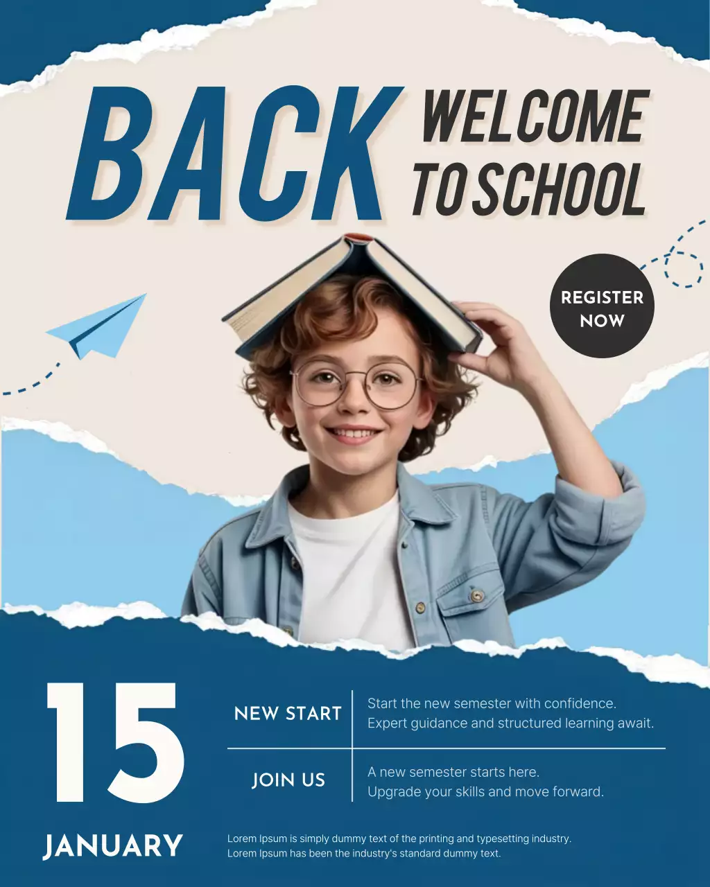 blue modern school announcement