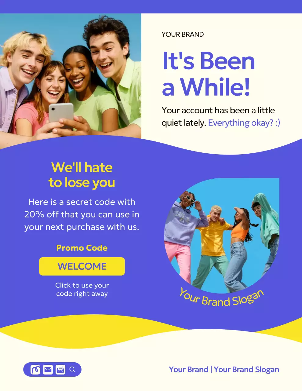 Blue and Yellow Playful  Retail Brand Reminder Campaign Letter