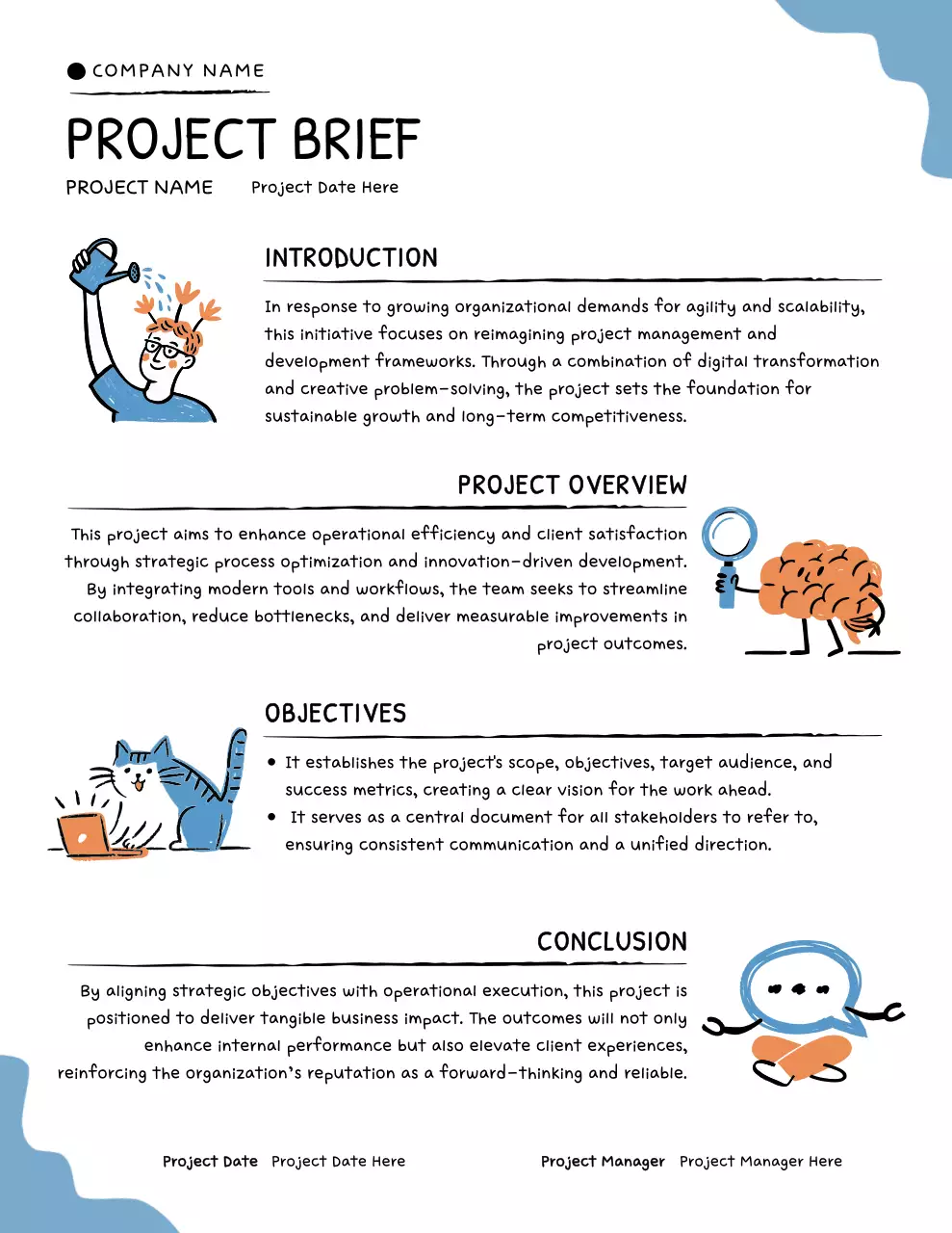 Hand-drawn Cartoon Style Project Report Poster