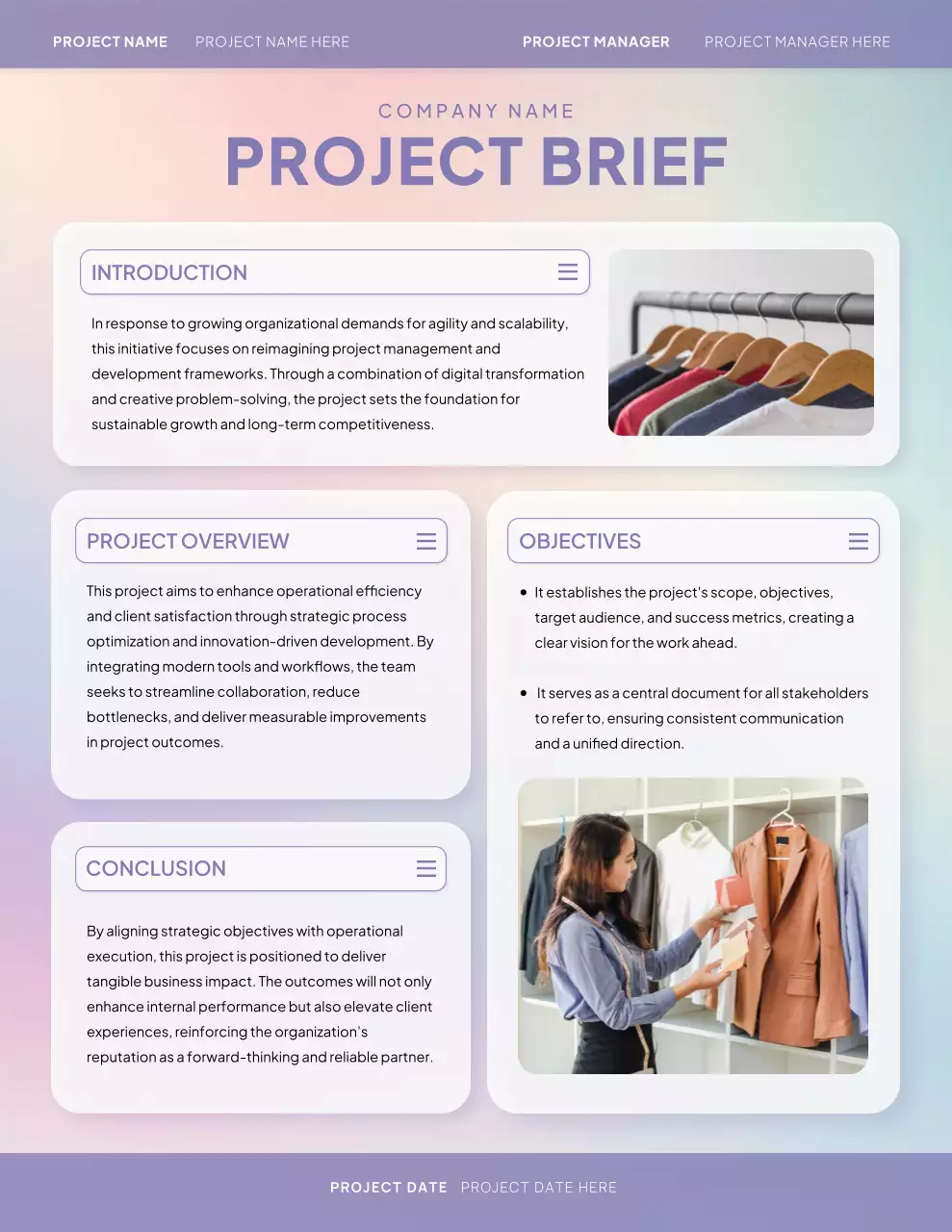 Pastel Gradient Sleek Modern Project Brief Poster