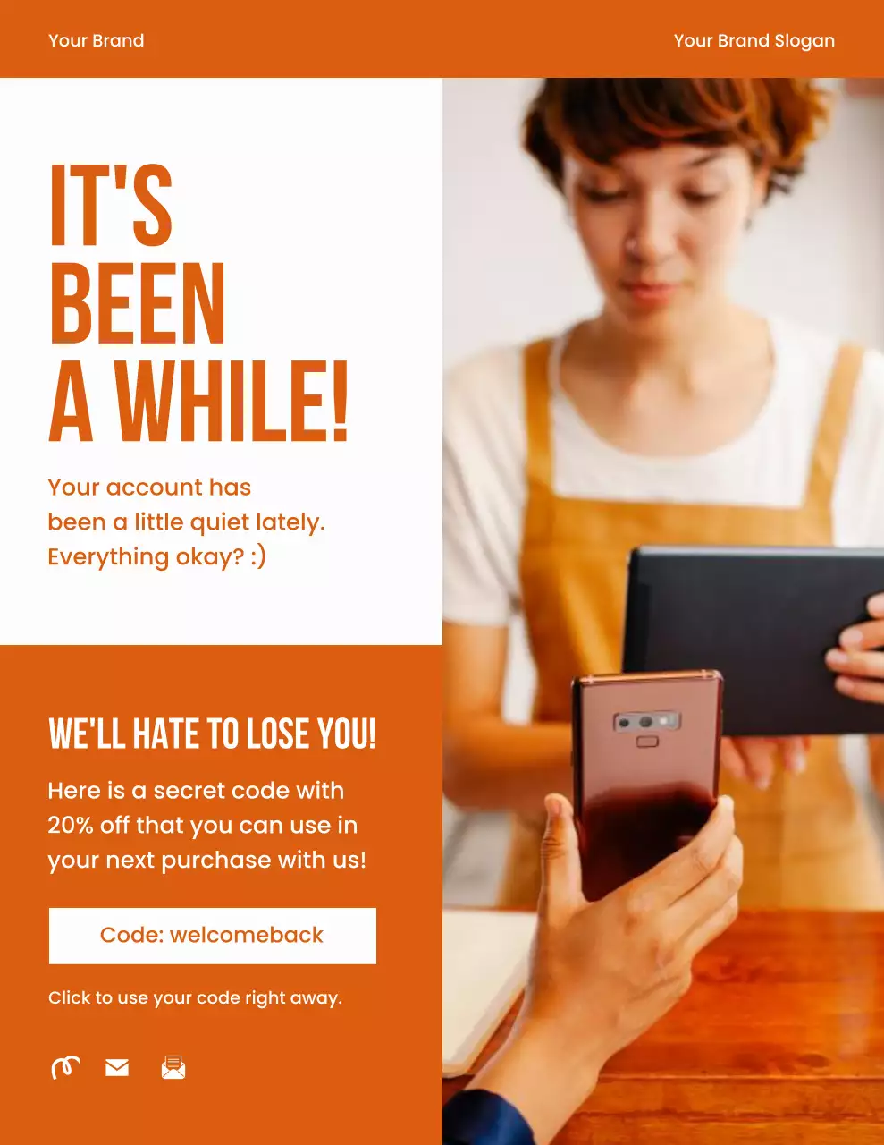 Orange and White Bold Minimal Brand Reminder Campaign Letter