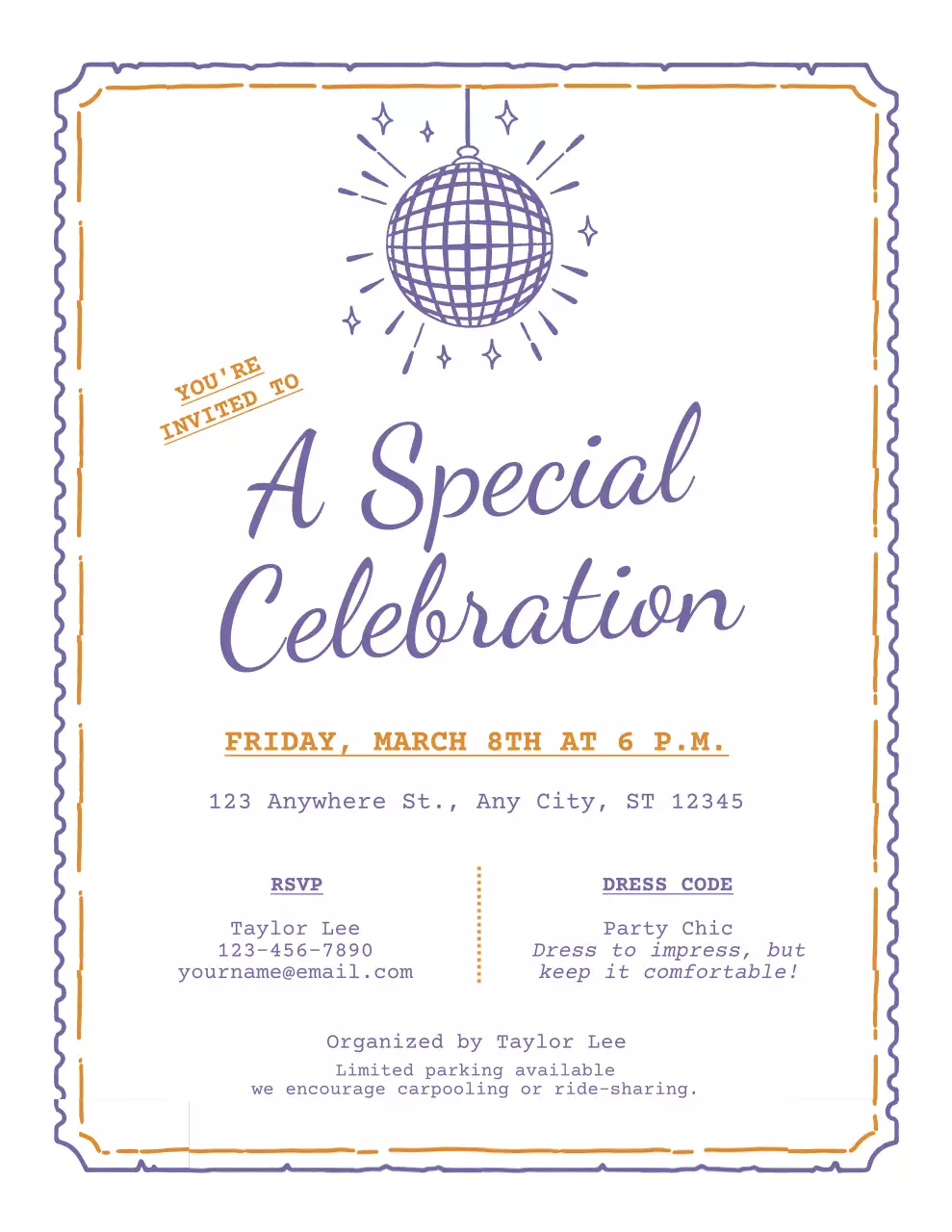 Purple and White Illustrated Invitation