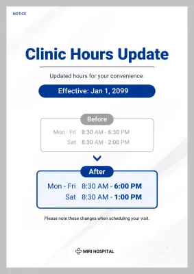 blue modern clinic notice