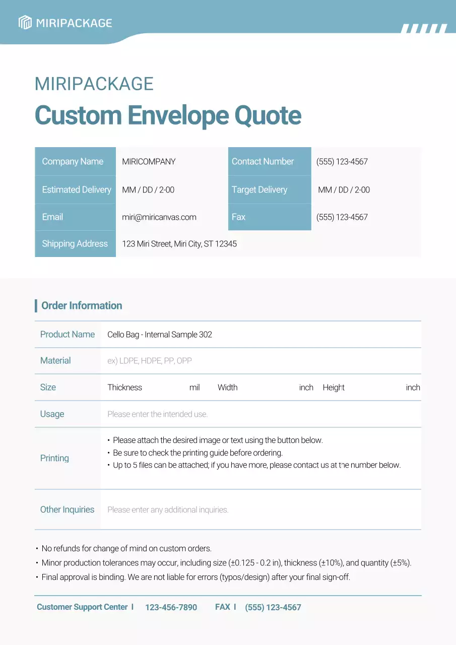 blue professional packaging document
