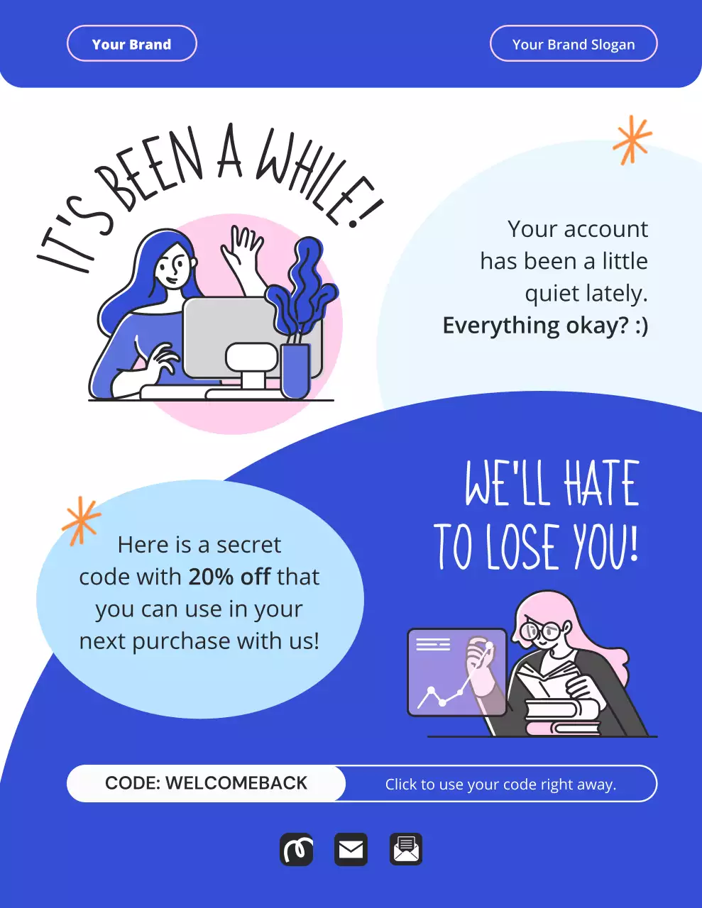 Blue and Pink Illustrative Reminder Campaign Letter