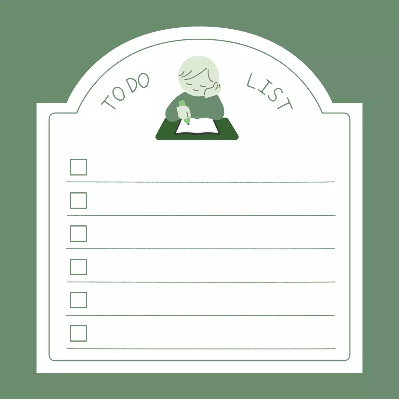 카키 심플 메모지 문구