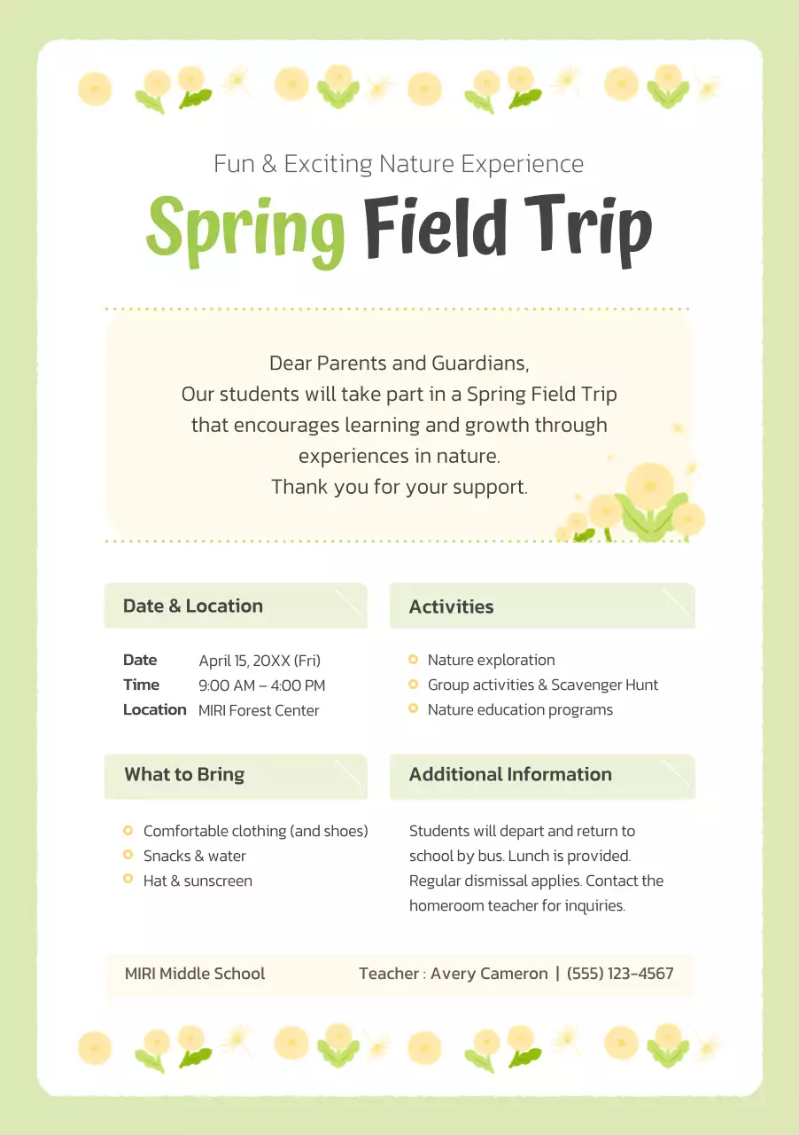 green simple nature announcement