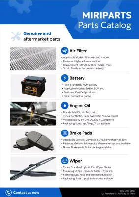 Blue modern auto parts catalog