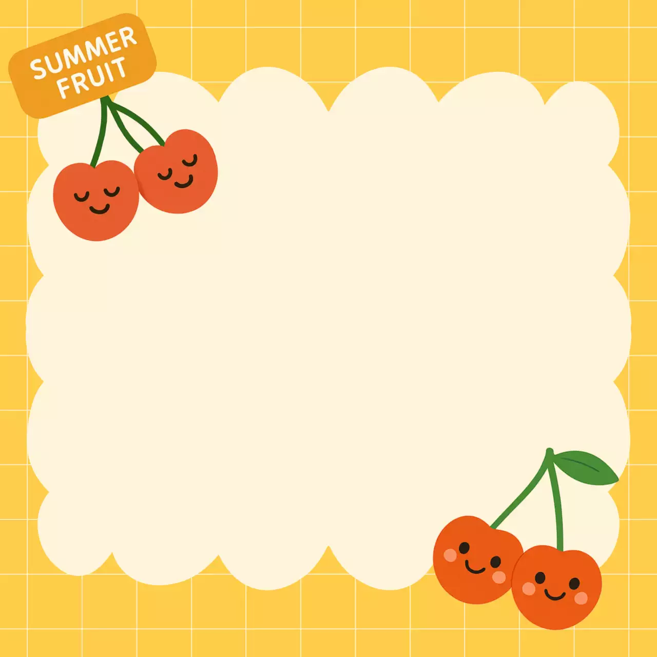 Desain alat tulis buah-buahan musim panas berwarna kuning yang ceria.