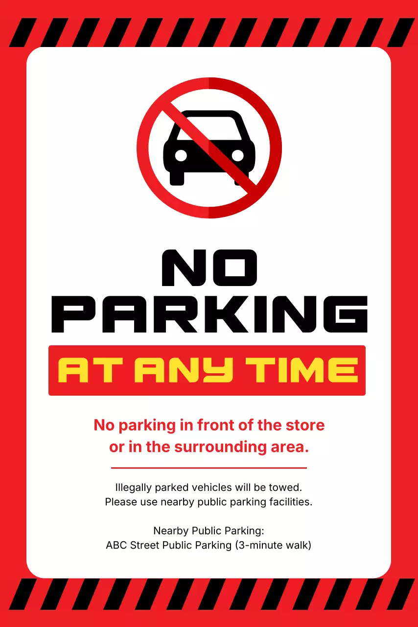 Pemberitahuan parkir berwarna merah tebal