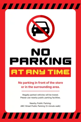 Pemberitahuan parkir berwarna merah tebal