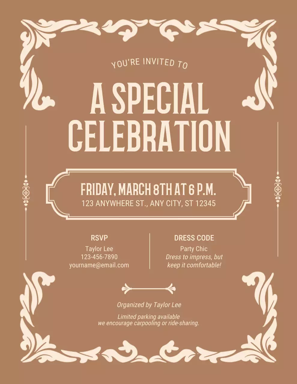 Brown Elegant Celebration Invitation