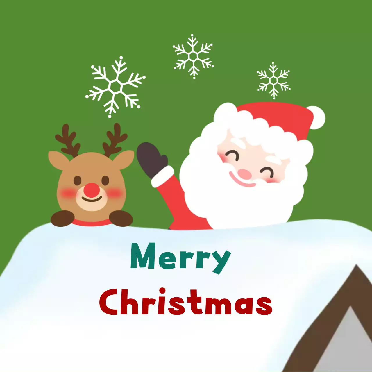 초록 아기자기한 크리스마스 카드