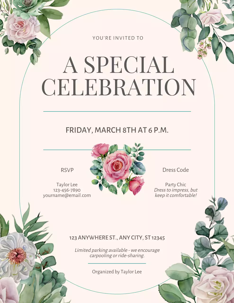 Peach Floral Celebration Invitation