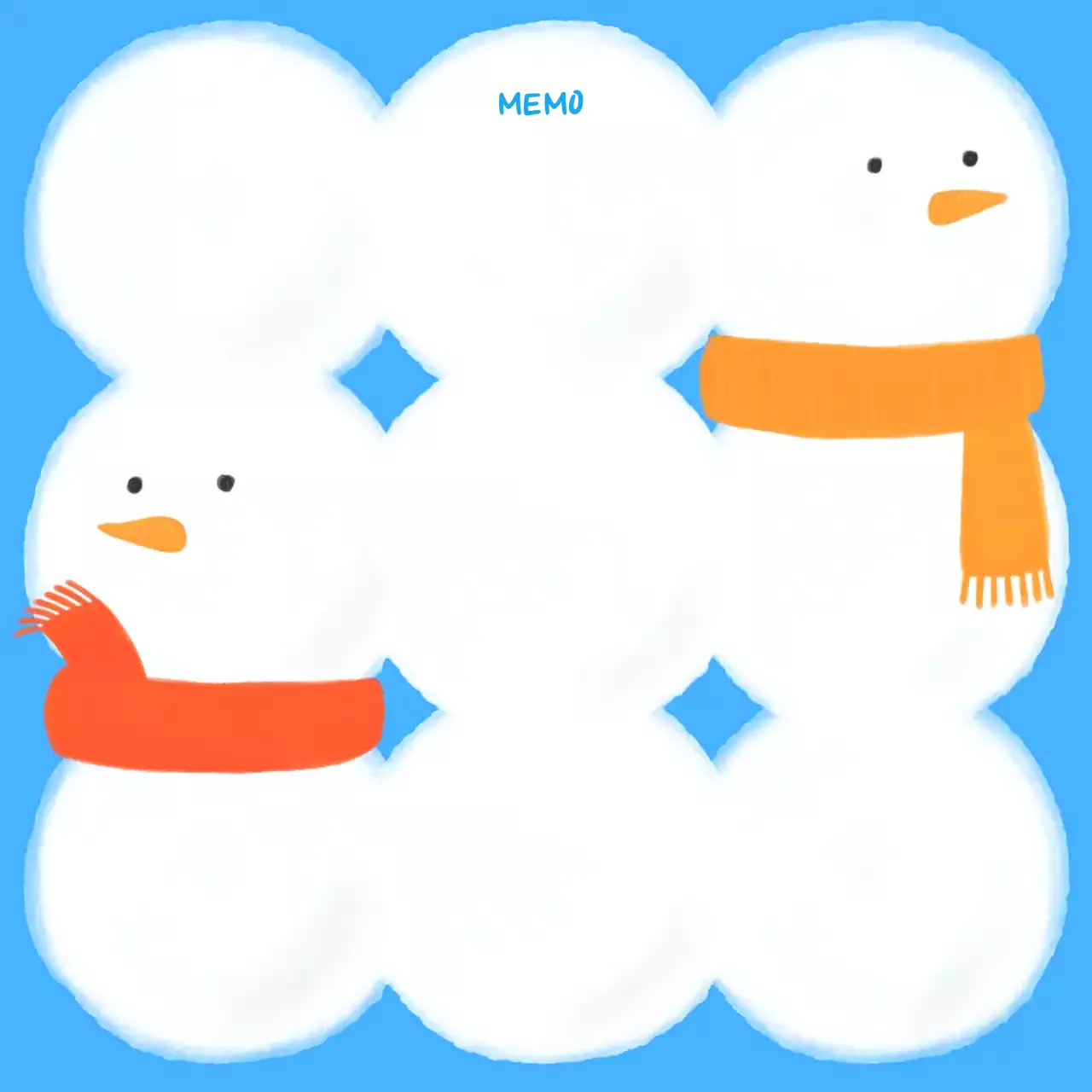 파란색 아기자기한 눈사람 편지