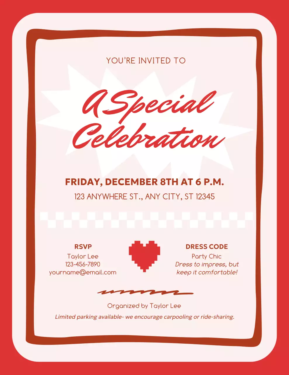 Red Retro Celebration Invitation