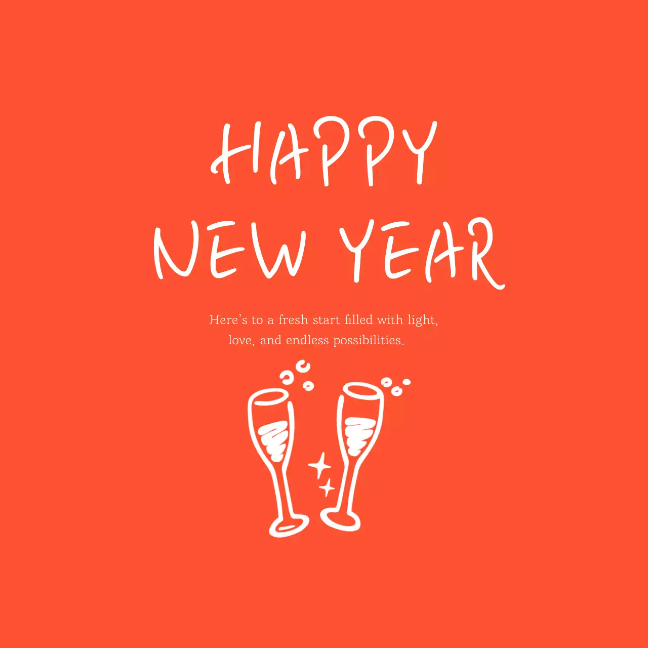 주황 심플 새해 축제