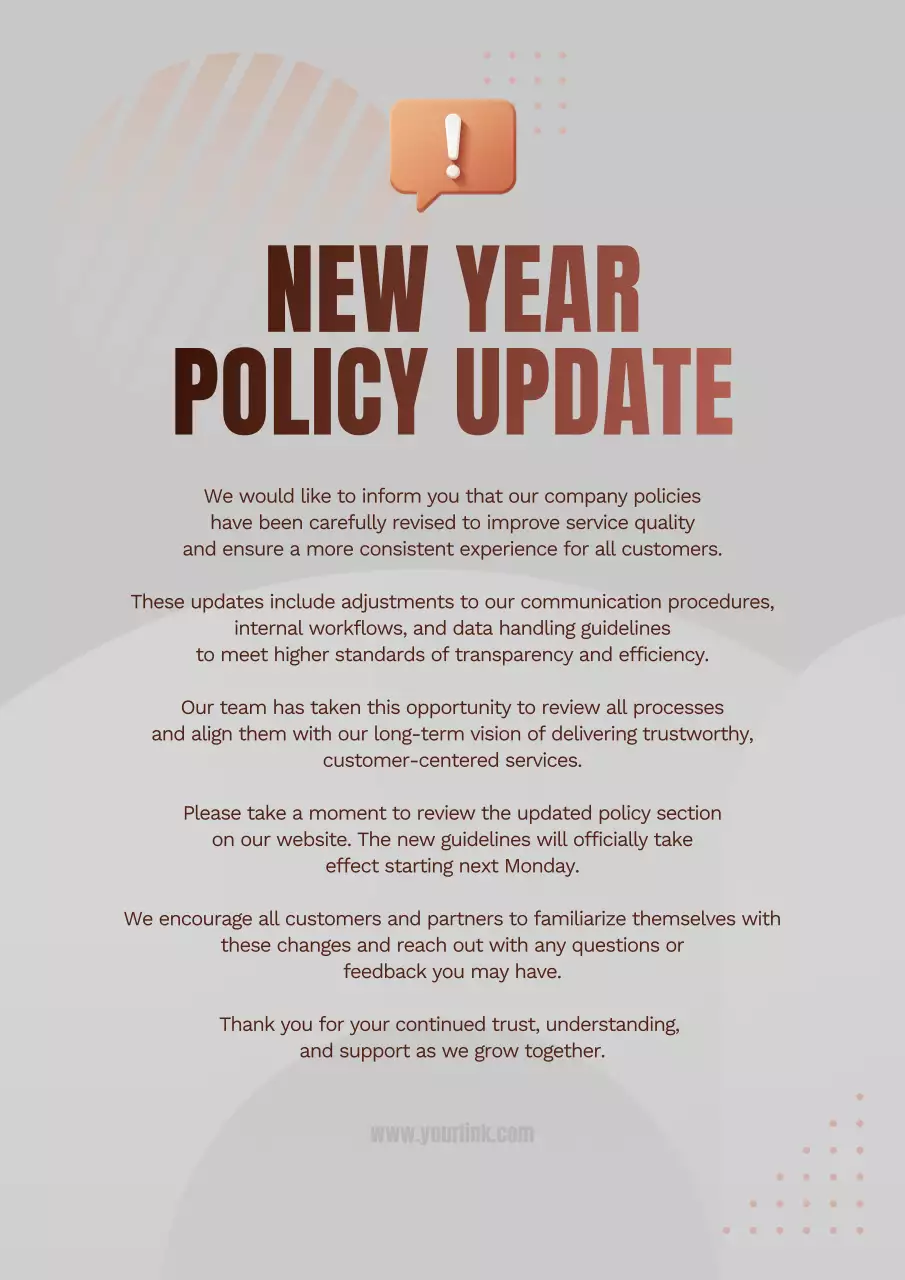 Beige Minimal Policy Announcement Poster