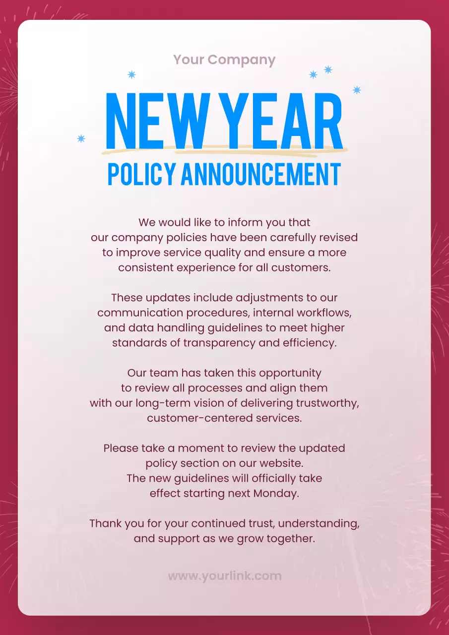 Red Modern Policy Announcement Poster