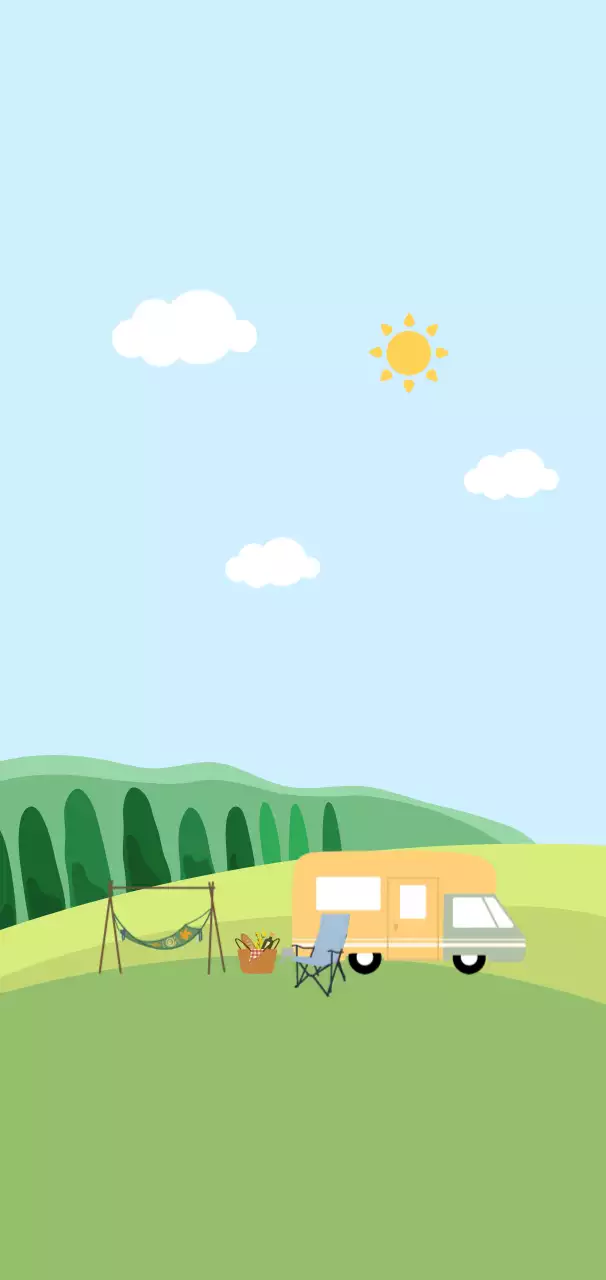 하늘색 심플 캠핑 포스터