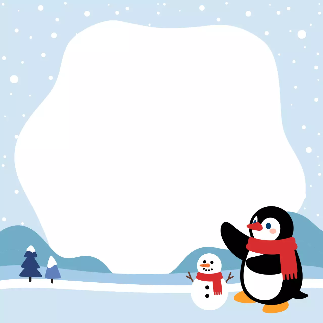 하늘색 아기자기한 겨울 엽서