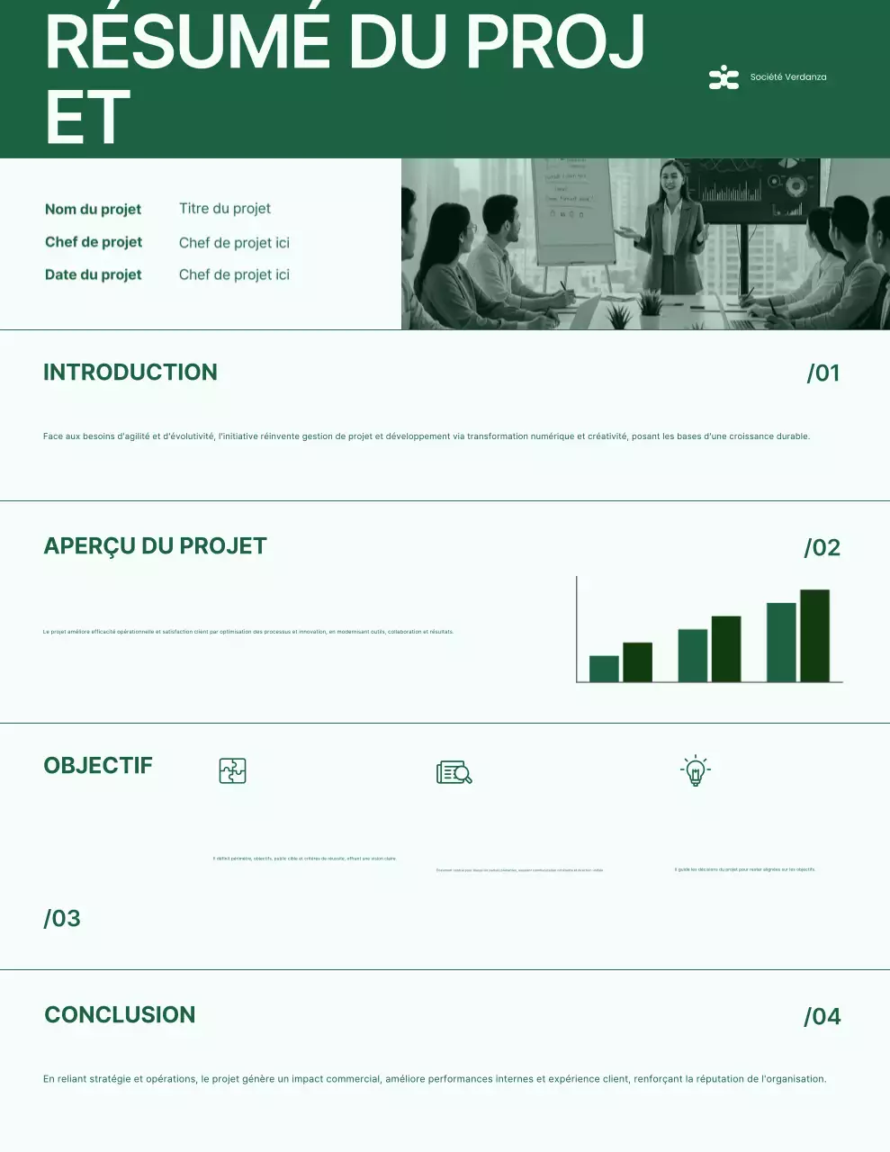Lettre de présentation du projet minimaliste vert et blanc