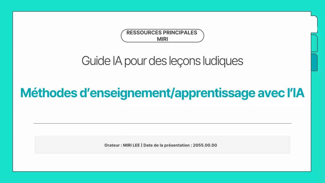 Un guide de ressources pédagogiques IA simples, pré-générées et de couleur menthe.