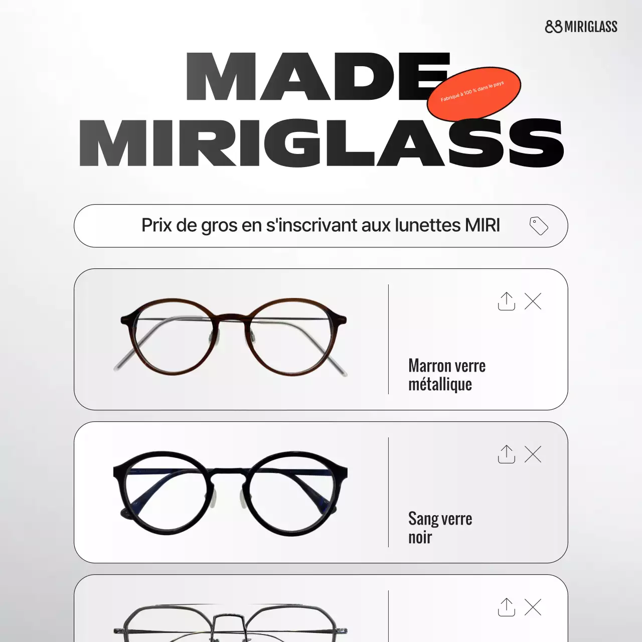 Publicité pour des lunettes modernes grises