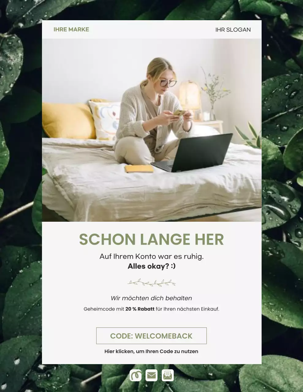 Erinnerungsschreiben für die Kampagne „Moderner minimalistischer Einzelhandel in Grün und Weiß“