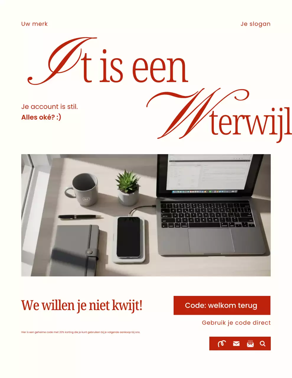 Rood-witte elegante minimalistische mode-herinneringsbrief