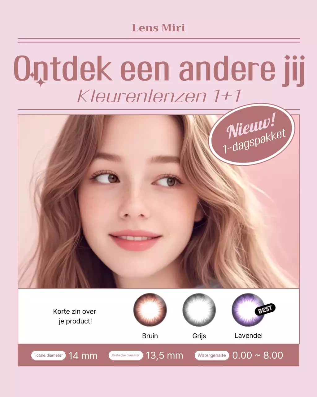 Roze moderne kleurlens advertentie
