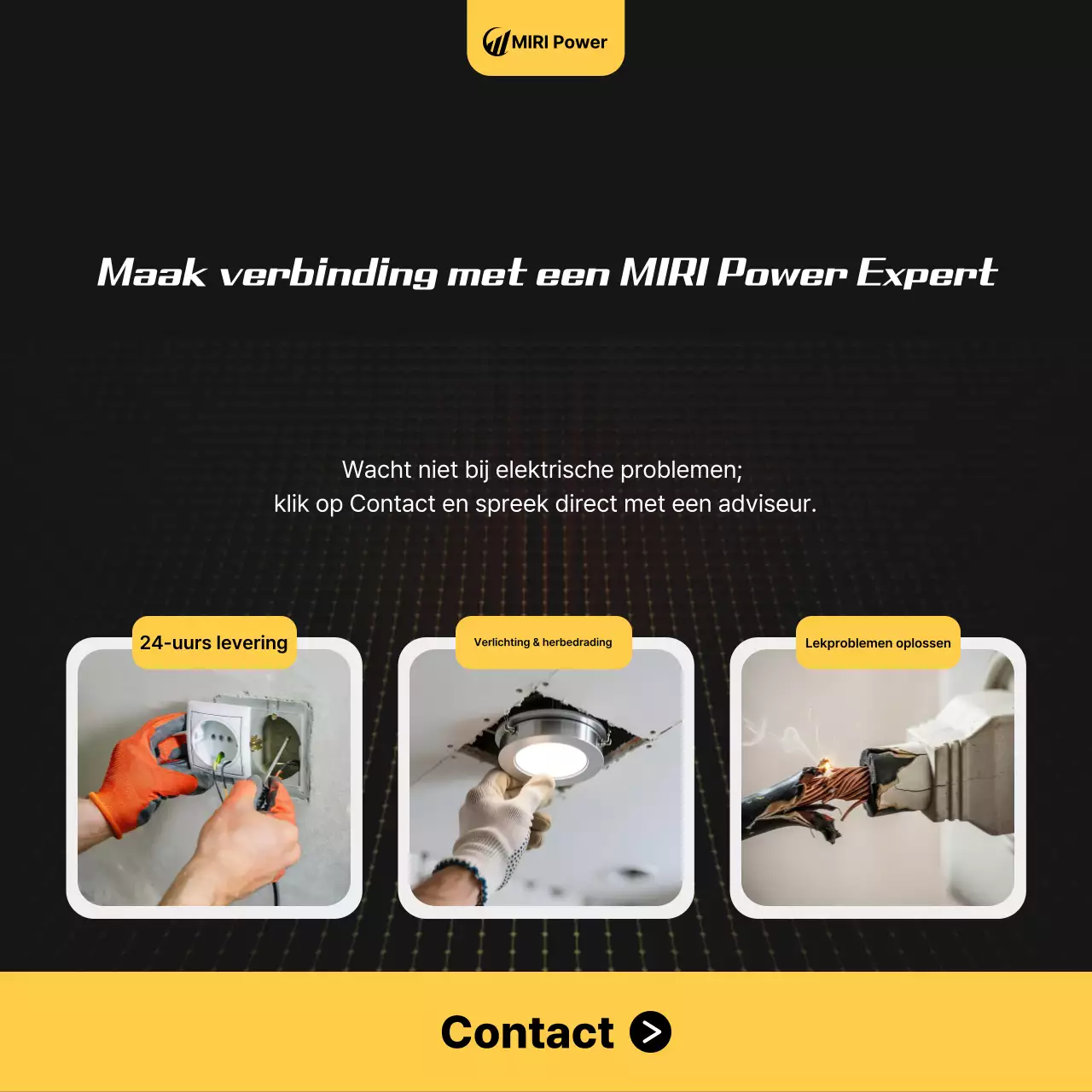 Advertentie voor een moderne zwarte elektriciteitsdienst