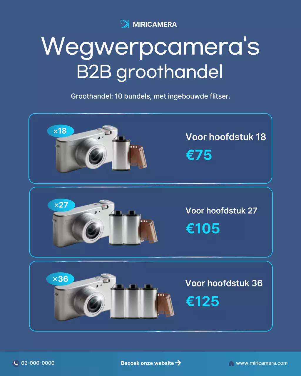 Reclame voor een moderne blauwe camera