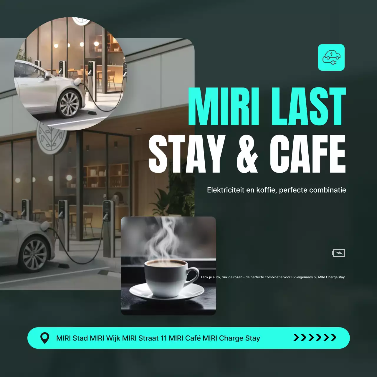Mint Modern Electric Car Cafe-advertentie