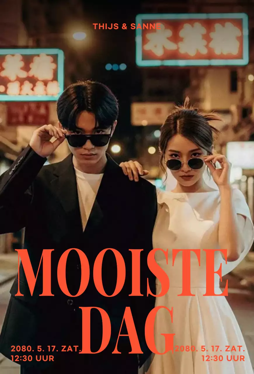 Oranje moderne trouwuitnodiging