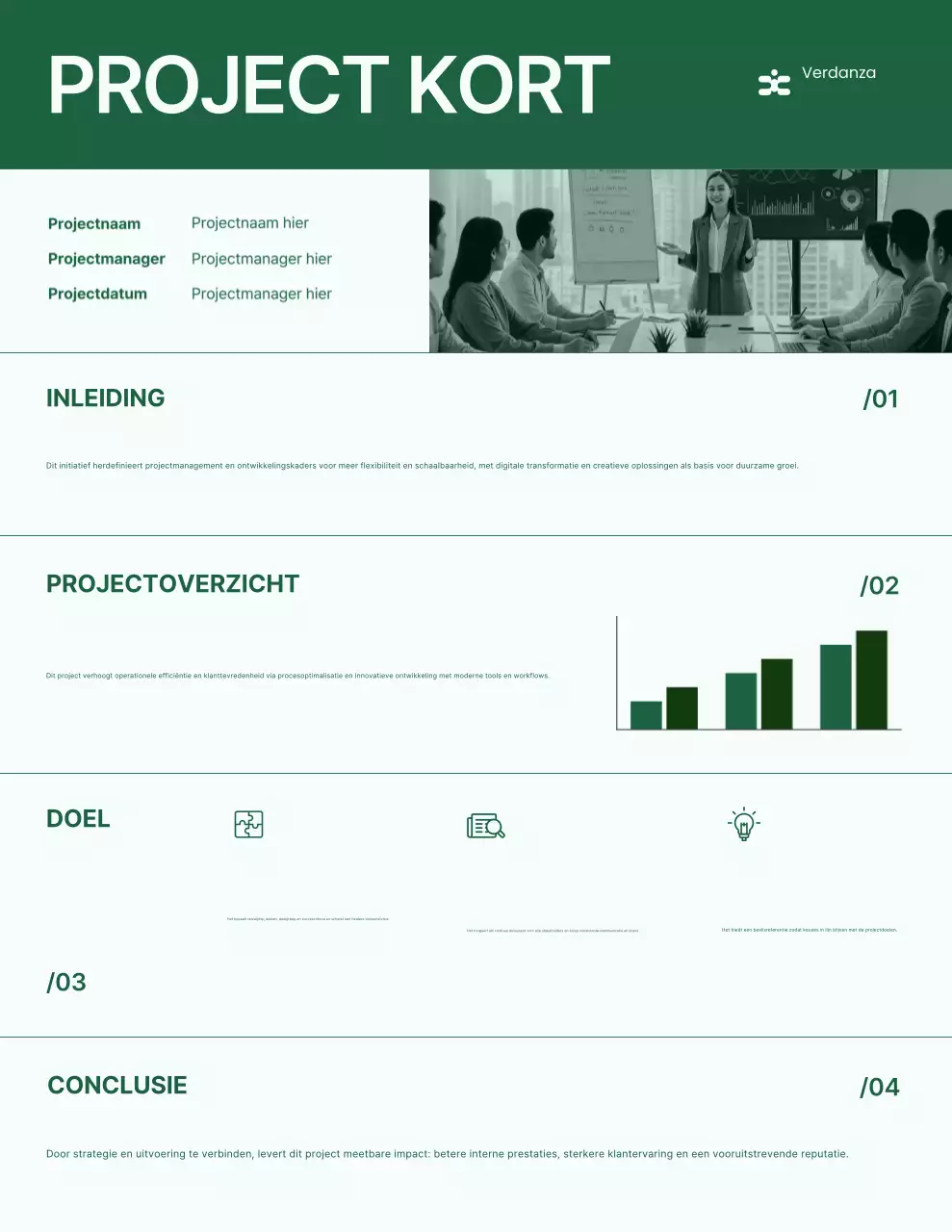 Groen-wit minimalistische projectbrief